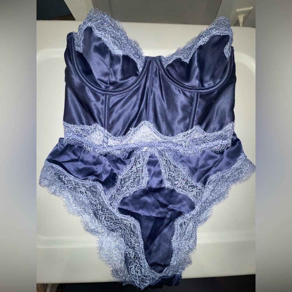 Light and medium blue Victoria’s Secret lingerie set